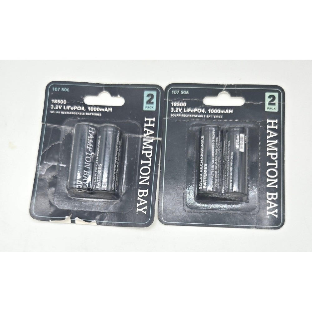 Hampton Bay 18500 3.2V LiFePO4 1000mAh Solar Rechargeable Batteries